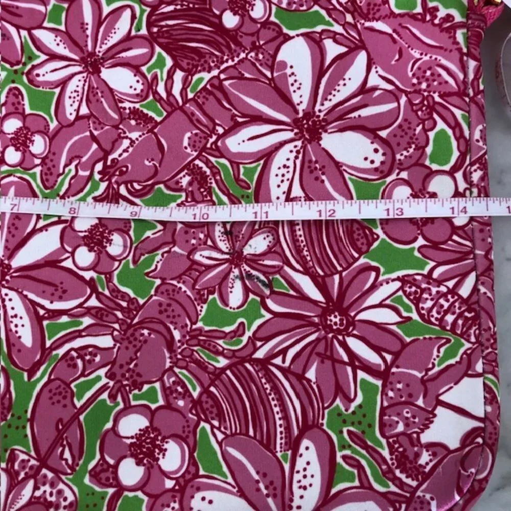 LILLY PULITZER Neoprene Zip Laptop Shoulder Bag Pink Green White Lobster… - Picture 13 of 15
